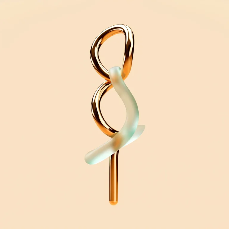 Objet abstrait en verre et cuivre